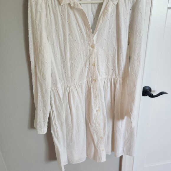 J.crew factory white eyelet button down mini dress size 6 - Picture 4 of 5